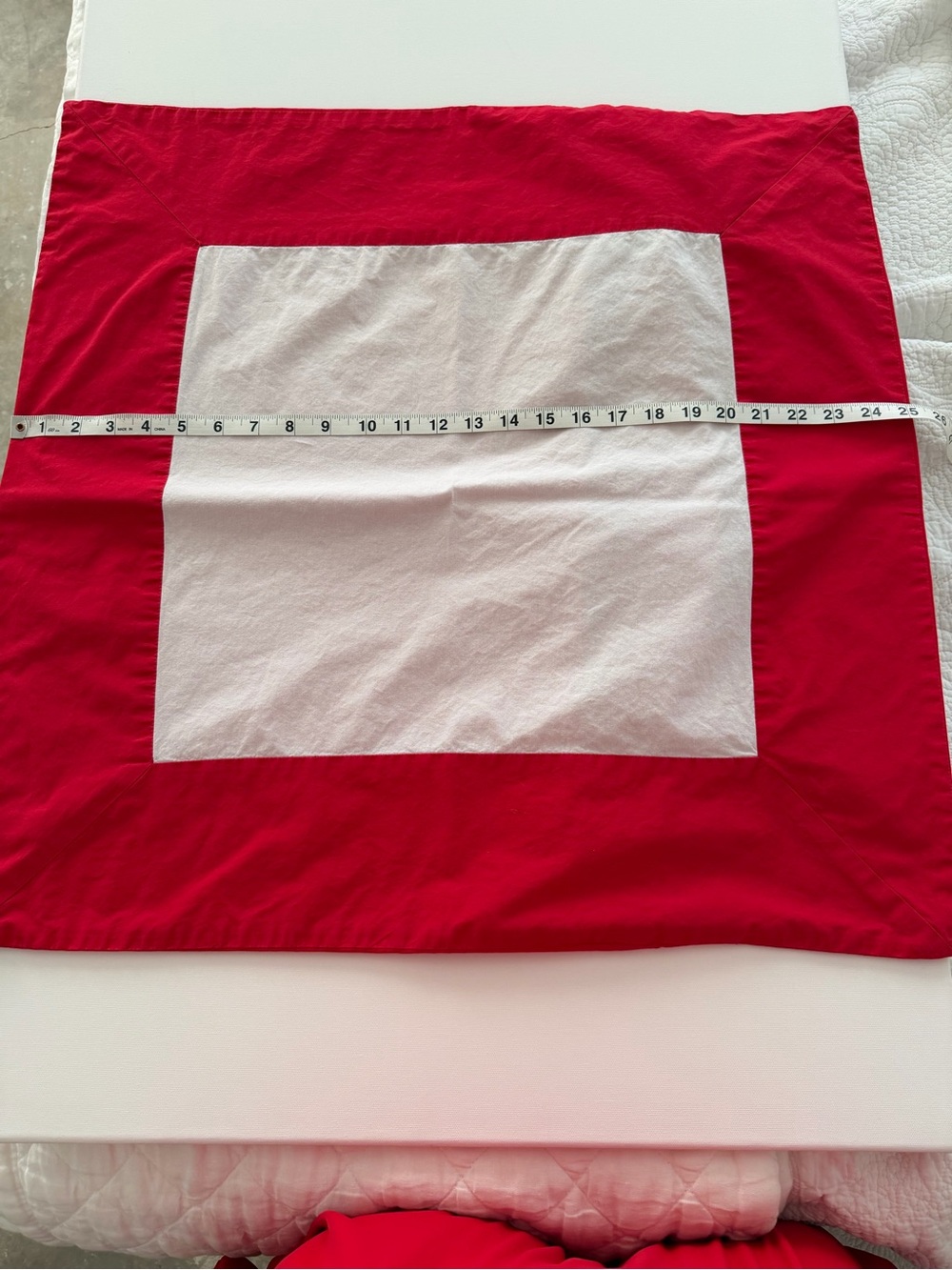 Set of 2 Serena & Lily Red and White Square Border Throw Pillow Covers - Picture 4 of 6